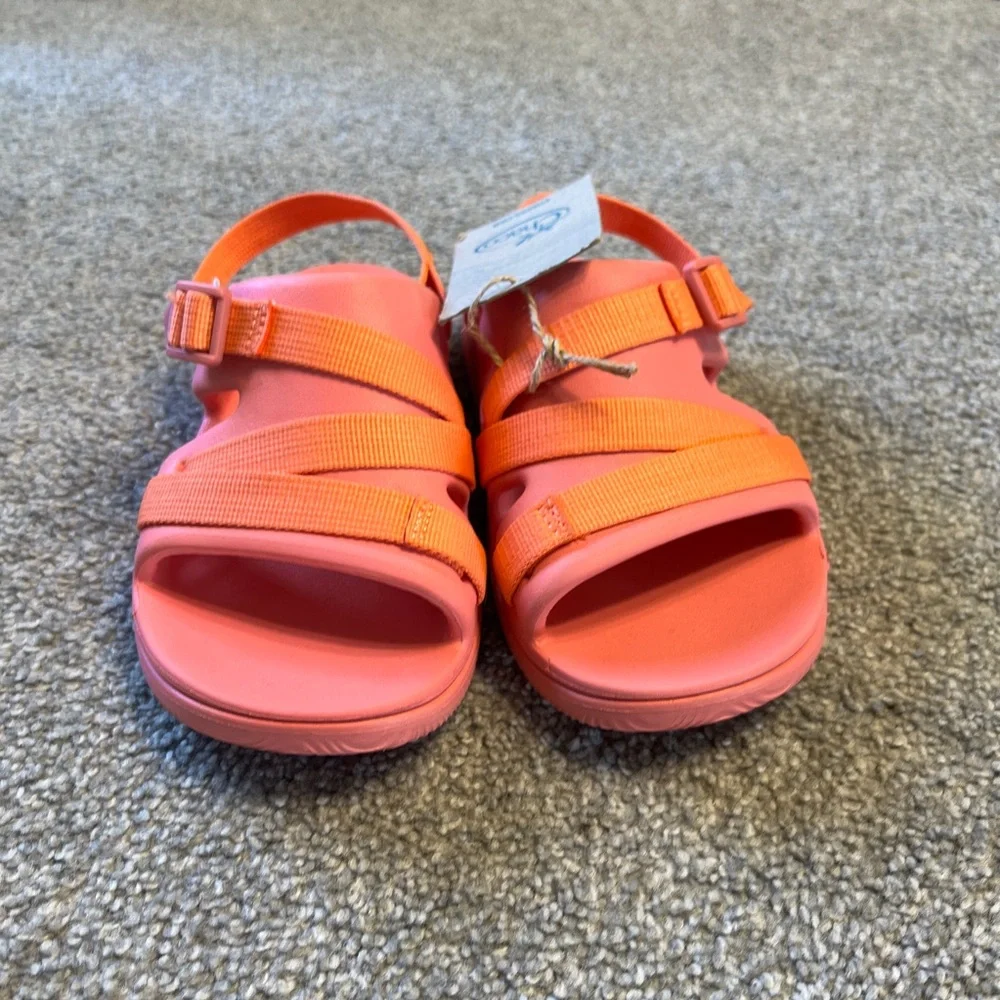 chaco sandals girls 3 coral pink orange classic strap outdoor‎ casual hiking